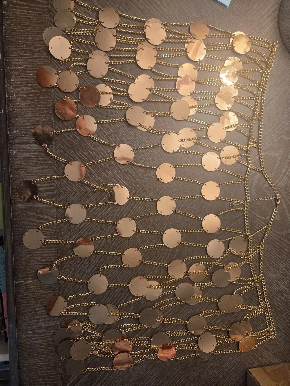 Various Belts-(2)Gold,(1)Silver,(1)Cord,(1)Shell/Wood --Total 5